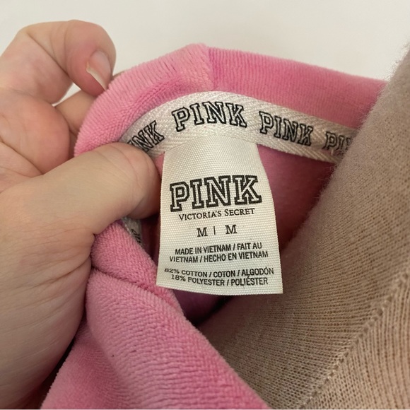 Victoria’s Secret PINK Vintage Rare Velour Full Zip Sequin Hoodie Bubblegum Pink - Picture 3 of 7